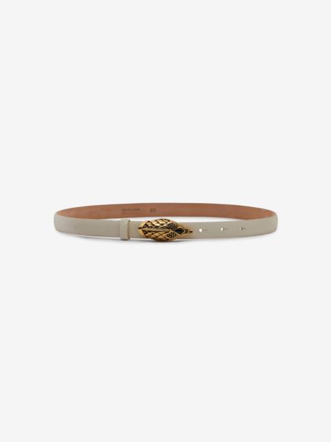 Roberto Cavalli White Belt with Scale Motif and Snake Head Buckle