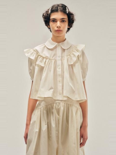 Simone Rocha Cropped Puff Sleeve Ruffle Frill Shirt