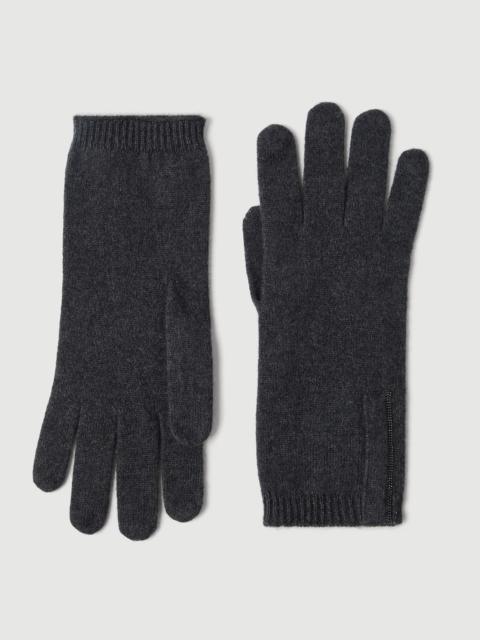 Brunello Cucinelli Cashmere knit gloves with monili