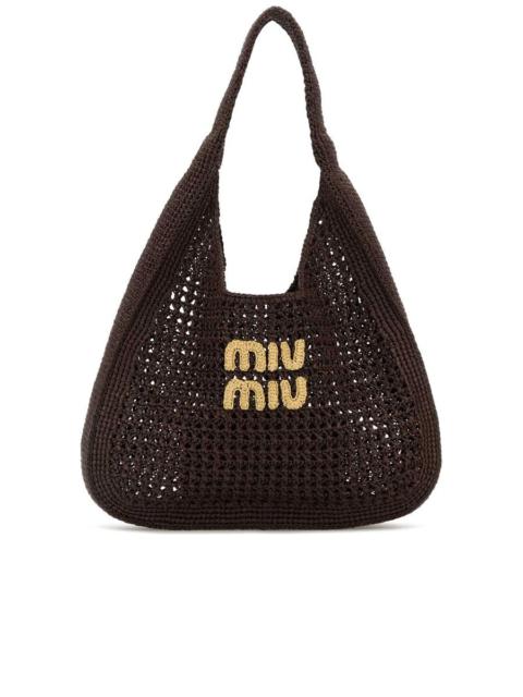 Miu Miu Raffia-Effect Woven Hobo Bag
