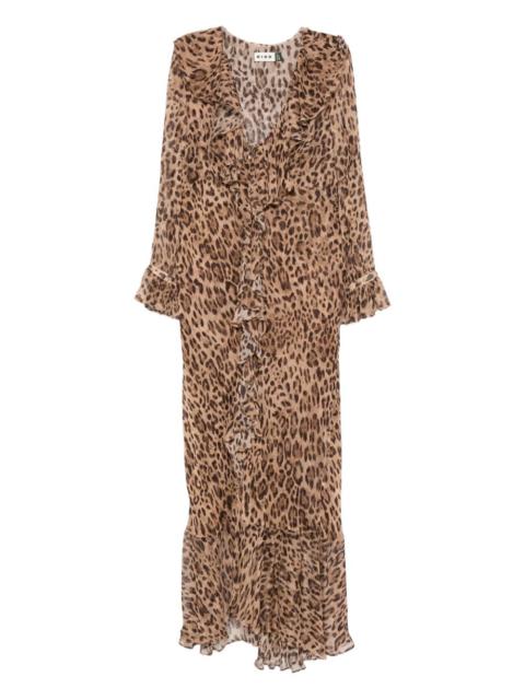 RIXO Grayce ruffled leopard midi dress