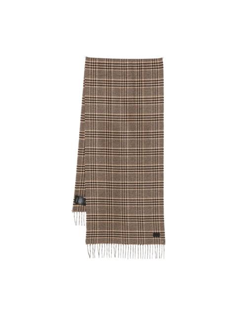 SAINT LAURENT check fringed scarf
