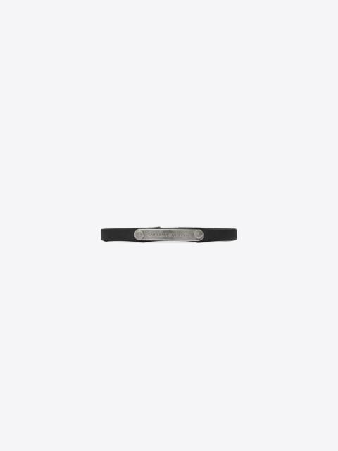 saint laurent id plaque bracelet in black leather