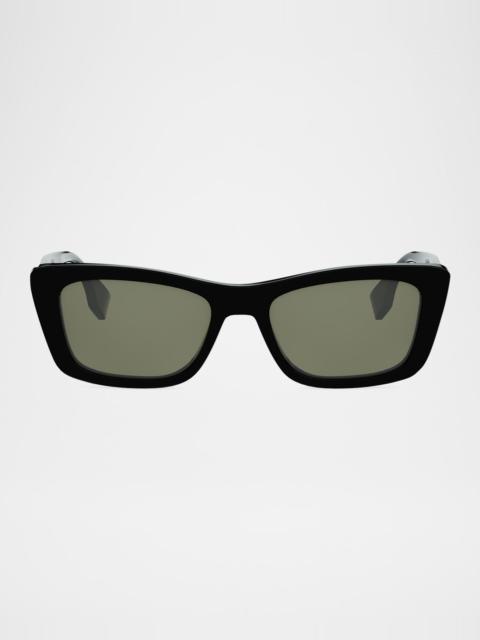 FENDI Lettering Acetate Rectangle Butterfly Sunglasses
