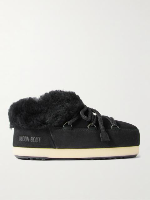 MOON BOOT Evx Shearling-trimmed Suede Mules