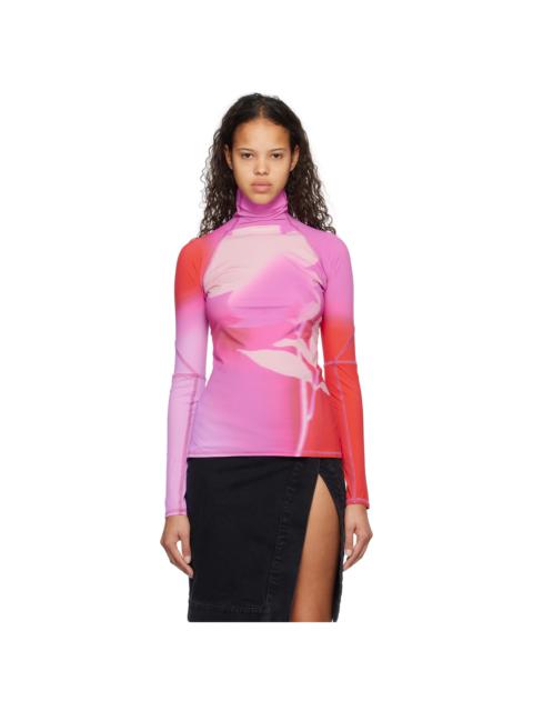 ioannes Pink & Red Printed Turtleneck