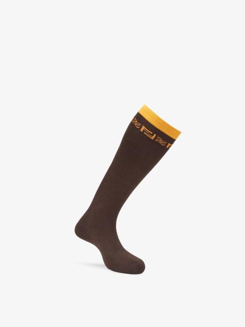 FENDI Brown cotton socks