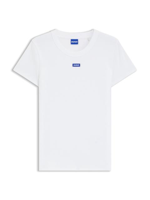 HUGO SLIM-FIT T-SHIRT IN RIBBED STRETCH COTTON WITH LOGO