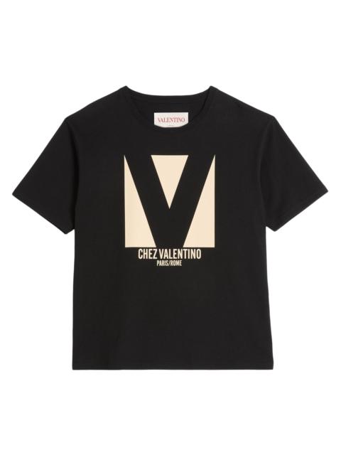 Valentino Men's Cotton T-Shirt with Chez Print - Black
