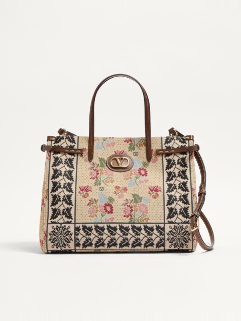 Valentino VALENTINO GARAVANI ANTIBES MEDIUM SHOPPING BAG IN JACQUARD AND KARUNG FABRIC
