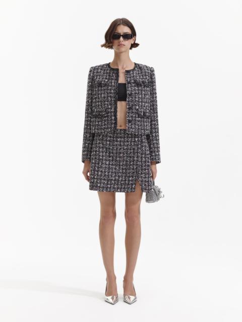 self-portrait Black Check Boucle Jacket