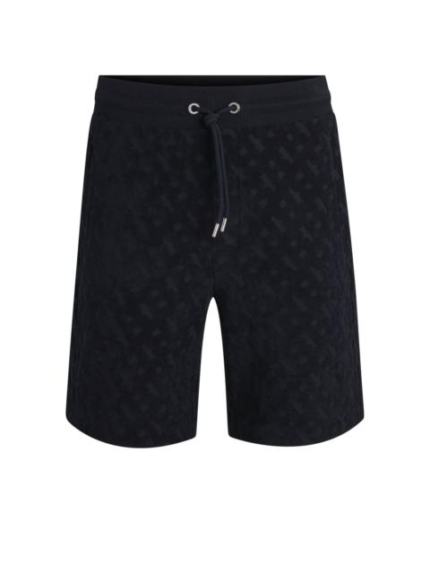 BOSS COTTON SHORTS WITH ALL-OVER MONOGRAM JACQUARD
