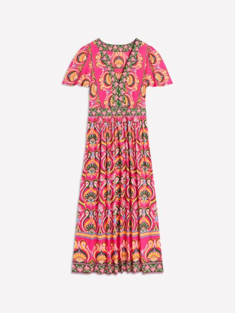BODEN Ellie Flutter Maxi Tea Dress-Pink Peony, Ornamental Floral