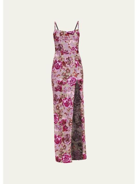 BRONX BANCO Allegra Floral Sequin Maxi Dress