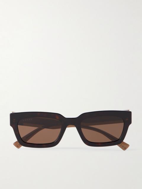 GUCCI Square-Frame Tortoiseshell Acetate and Gold-Tone Metal Sunglasses Tortoiseshell
