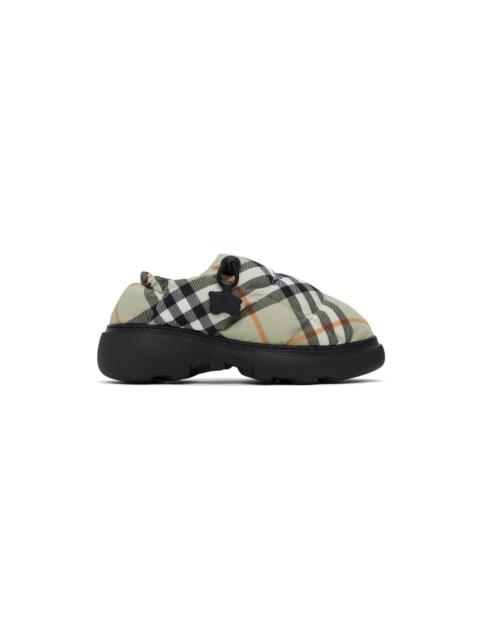 Burberry Green Check Nylon Pillow Loafers
