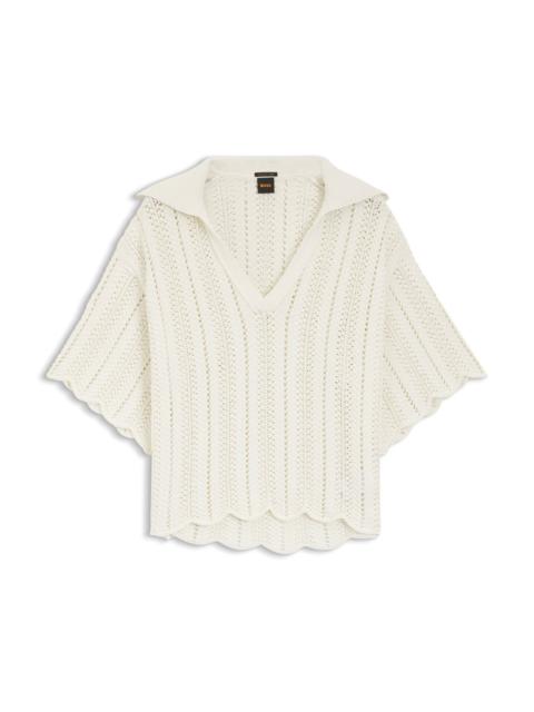 BOSS COTTON-BLEND SWEATER WITH KNITTED WAVE STRUCTURE