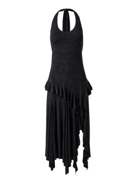 SIEDRÉS Lunn Ruffled Jersey Halter Midi Dress black
