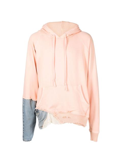 panelled cotton hoodie