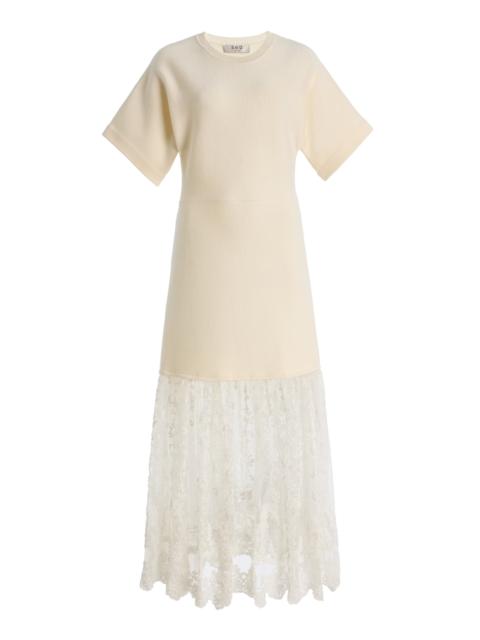 Sea Exclusive Diane Lace-Trimmed Knit Midi Dress ivory