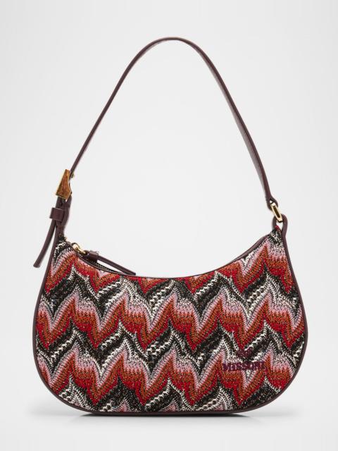 Missoni Chevron Raschel & Leather Mini Hobo Bag