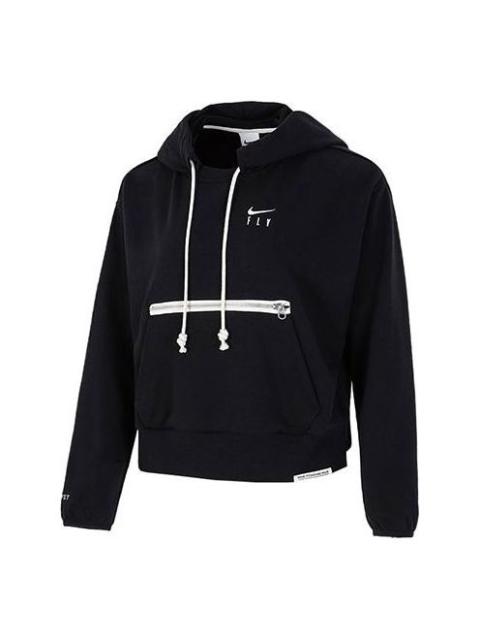 (WMNS) Nike Embroidered Logo Big Pocket Short Sports Hoodie Black DA6484-010