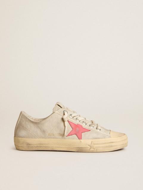 Women's V-Star in light gray canvas with a red leather star