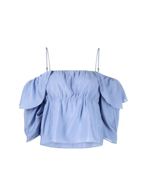 cold-shoulder ruffle blouse