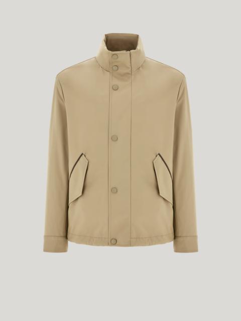 BEIGE STAND-UP COLLAR UNLINED TECHNICAL FABRIC JACKET