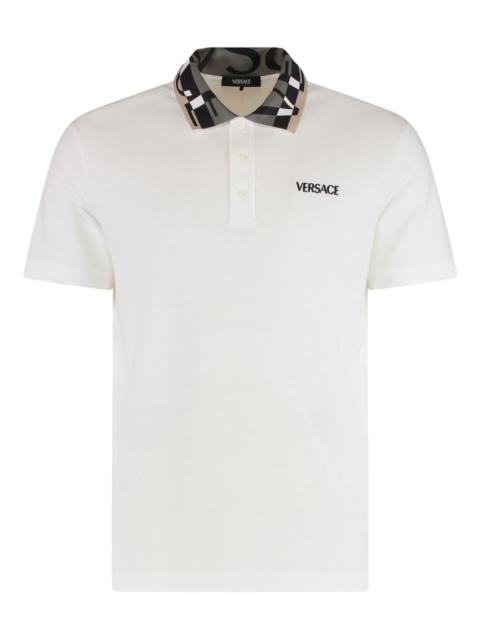 VERSACE patterned-collar logo polo shirt