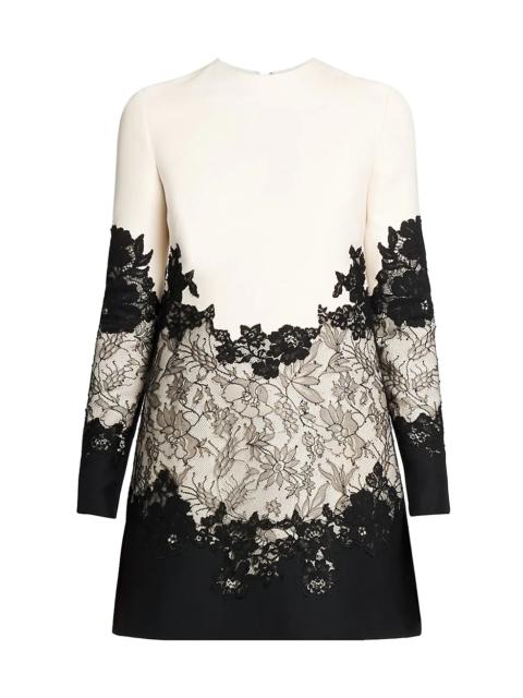 Valentino Lace-Trimmed Virgin Wool &amp; Silk Mini Dress