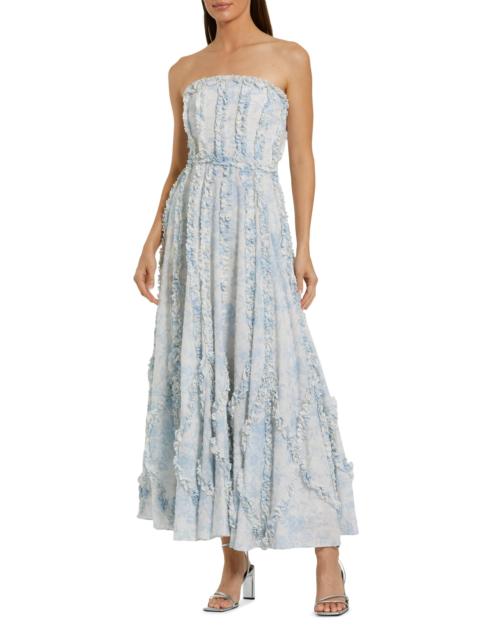 MAC DUGGAL Women's Cocktail Floral Cotton Strapless Gown - Blue Multi
