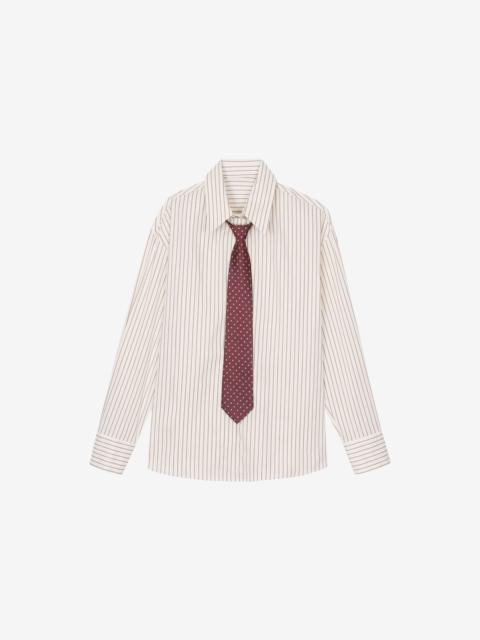 The Frankie Shop Gainsford Neck Tie Shirt - Beige/Brown Stripe