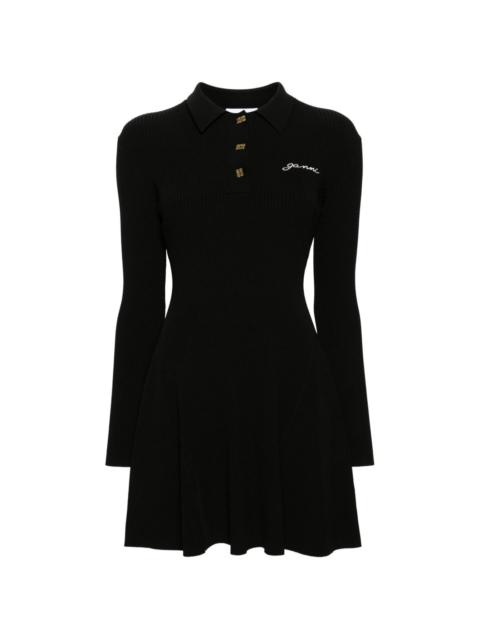 embroidered-logo ribbed mini dress