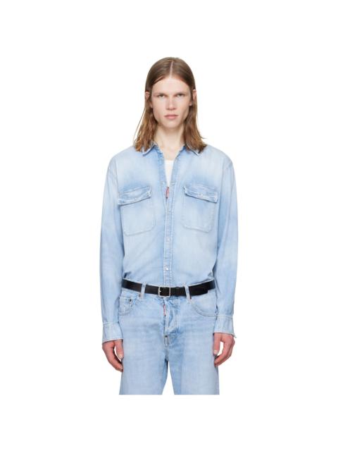 DSQUARED2 Blue Light Wash Canadian Vintage Denim Shirt