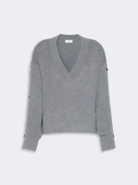 Sportmax FUXIA Oversized wool sweater with button detail - MEDIUM GREY