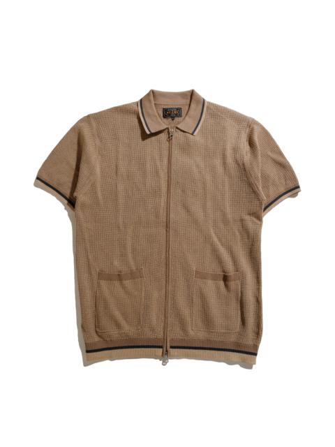 BEAMS PLUS Zip Knit Polo Beige