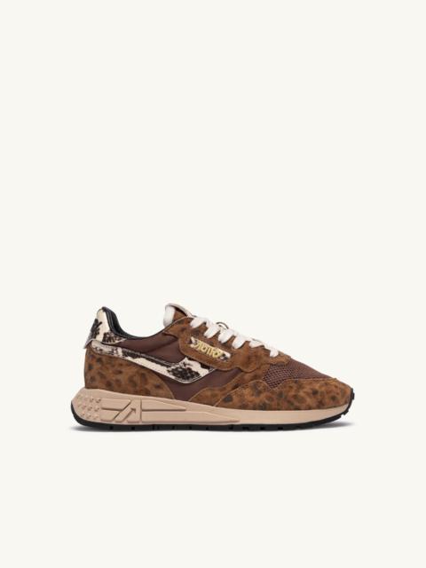 AUTRY REELWIND LOW SNEAKERS IN EVY LEOPARD AND SUMMER SAND NYLON AND SUEDE
