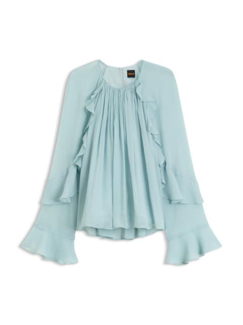 BOSS REGULAR-FIT BLOUSE IN LIGHTWEIGHT CREPONNE FABRIC