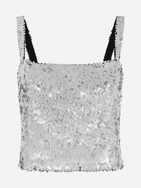 Sequined crop top with straps