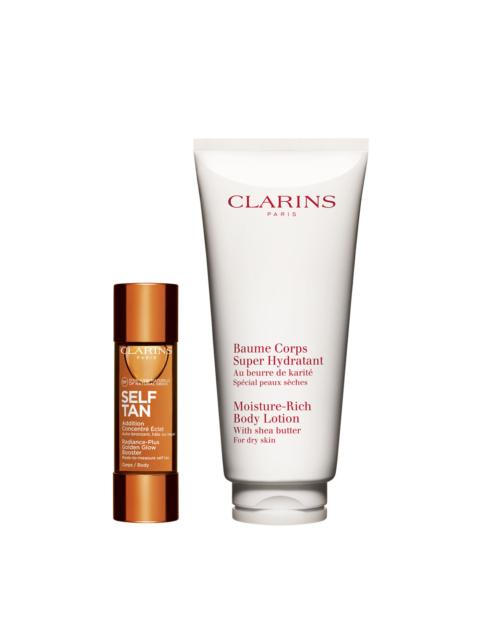 CLARINS Tanning Essentials for Body - Radiance Self-Tanning Drops for Body & Moisture Rich Body Lotion For A