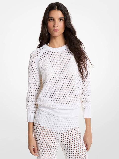 MICHAEL KORS Open-Knit Stretch Cotton Sweater