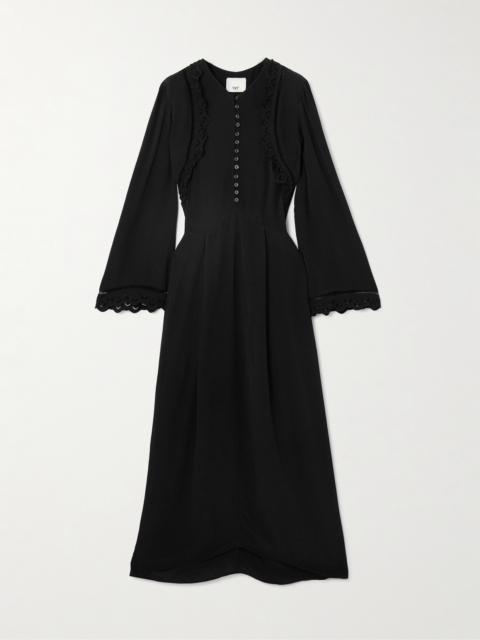 Isabel Marant Faustina Broderie Anglaise And Pointelle-trimmed Poplin Midi Dress