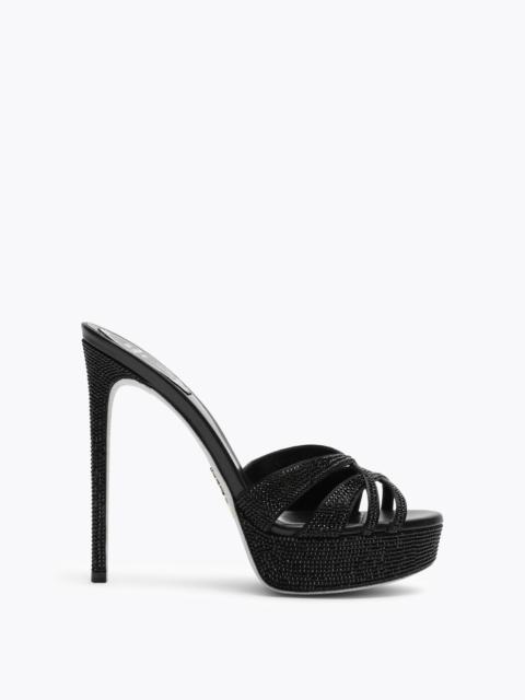 RENE CAOVILLA Dania Black Platform Slider Sandal 130