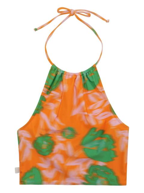 GANNI halterneck printed bikini