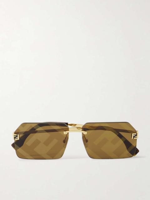 Fendi Sky rimless rectangle-frame gold-tone sunglasses