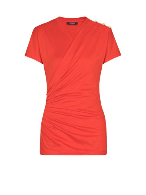 Balmain Short-sleeved draped jersey T-shirt