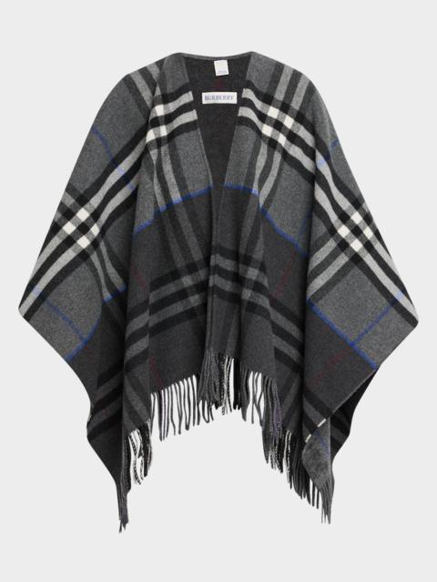 Burberry Contrast Check Wool Silk Jacquard Cape