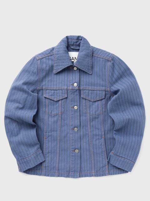 GANNI Stripe Overdyed Denim Jacket