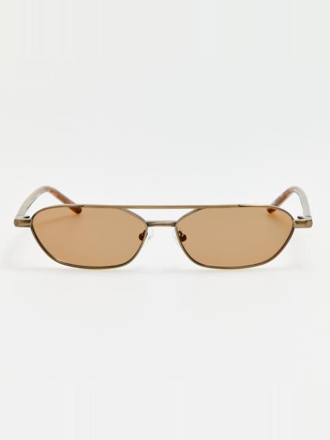 LINDA FARROW Kika Gloria Sunglasses in Antique Gold and Slate